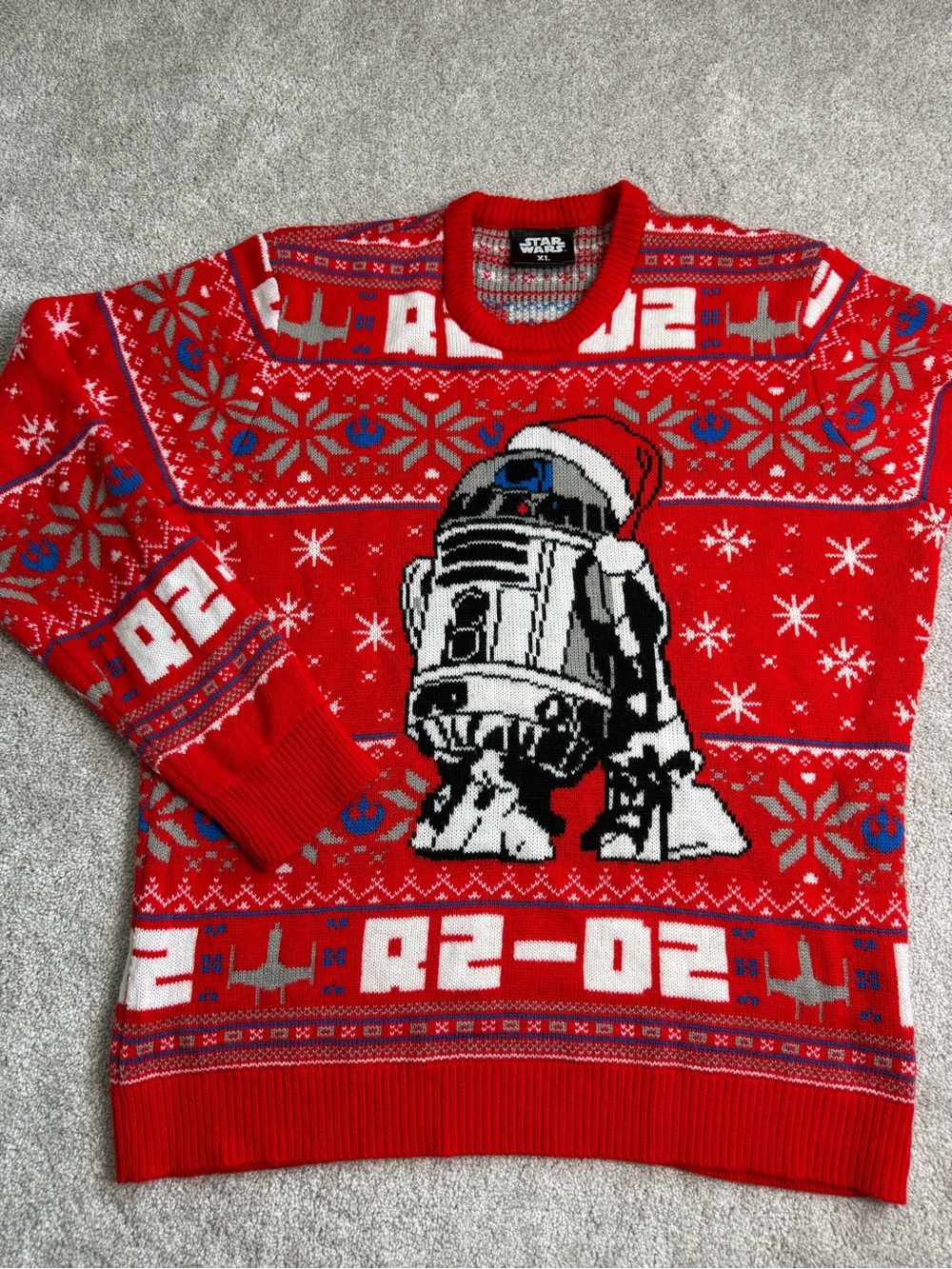 Star Wars Red R2-D2 Knit Crewneck Holiday Sweater